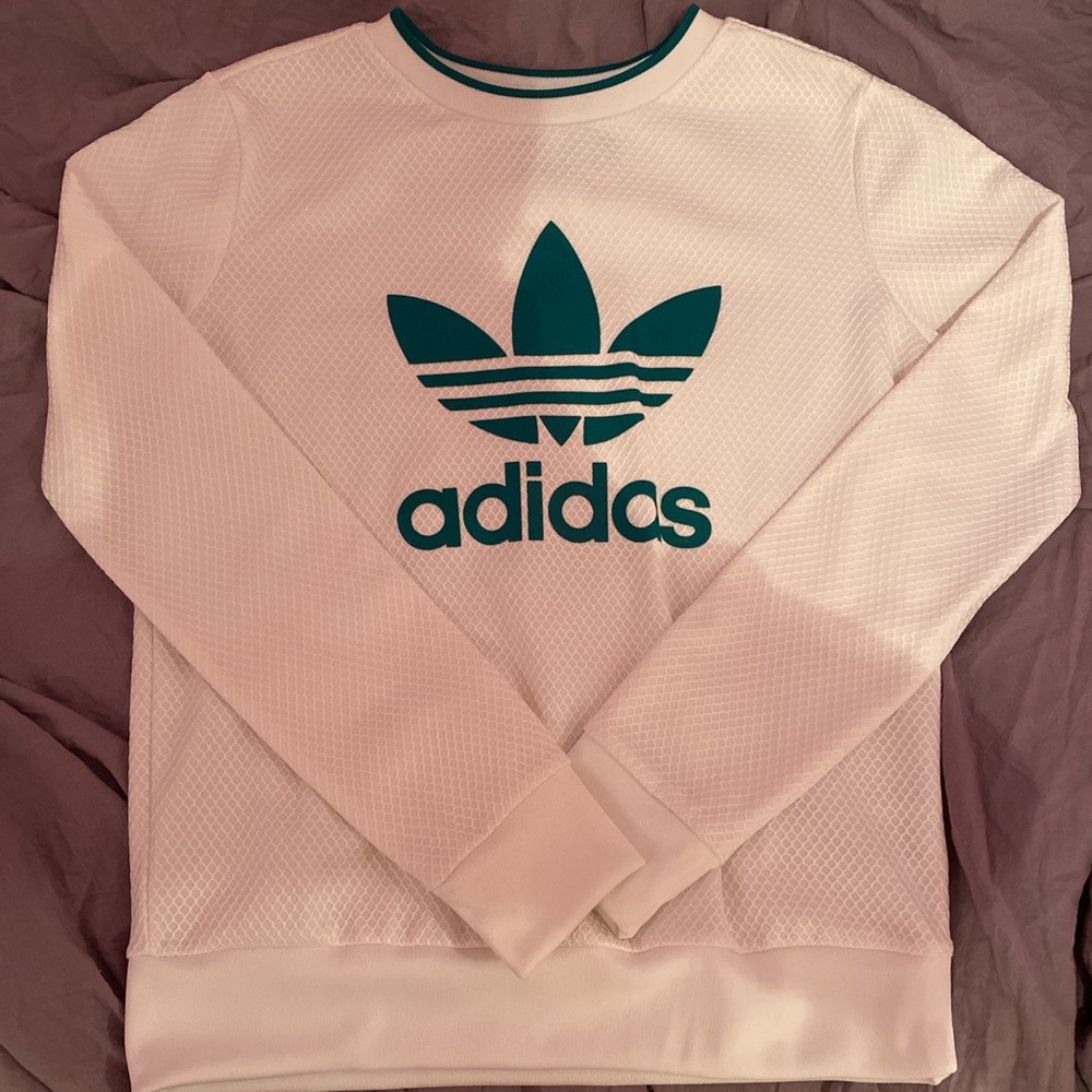 adidas white crewneck